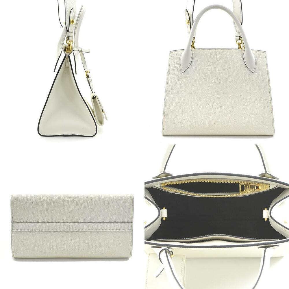 Prada shoulder white monochrome bag handbag leather